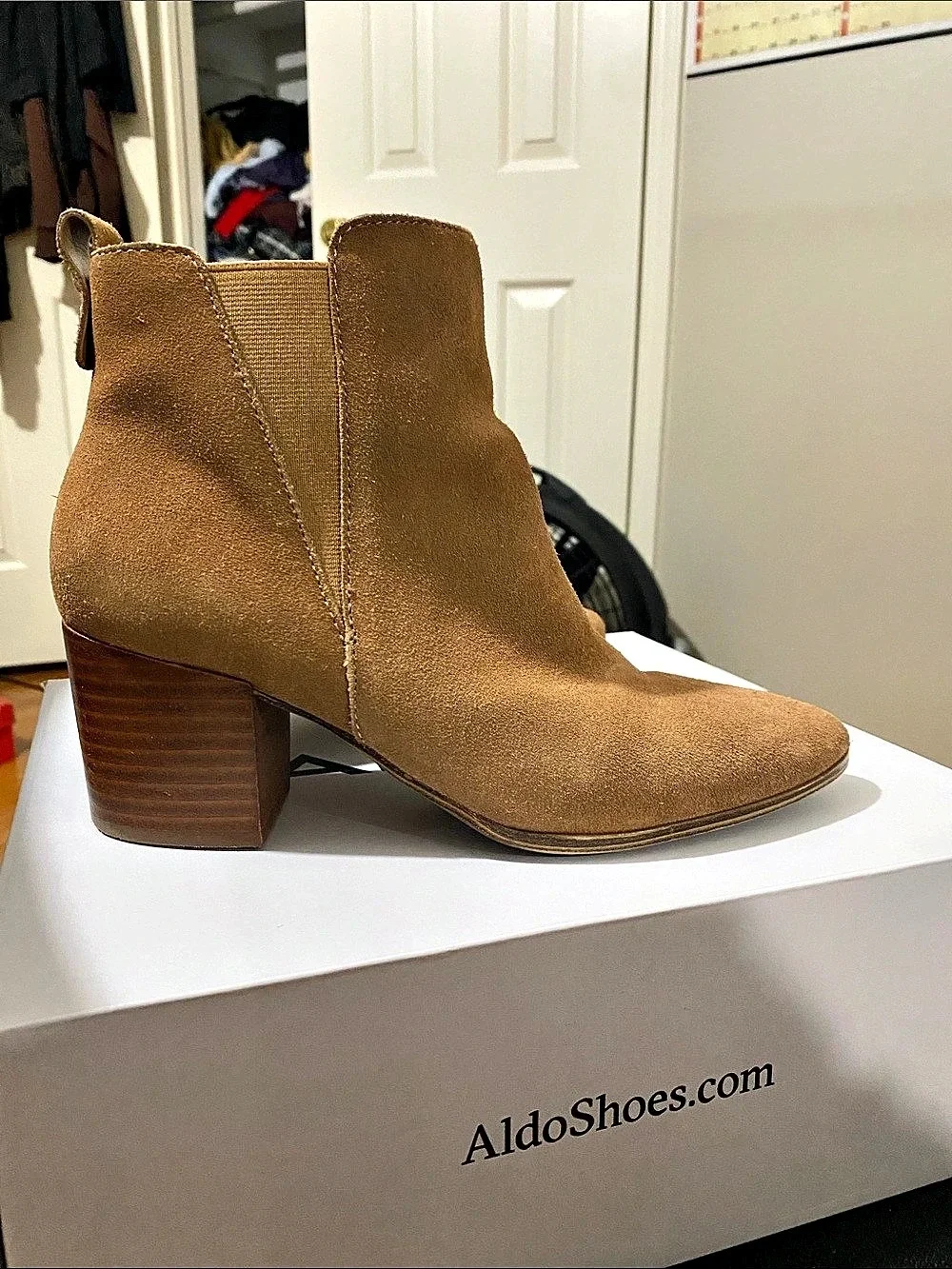 Aldo Ryeland Suede-Look Ankle Boots Brown US 7.5